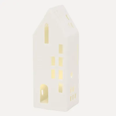 Produktbild von Boltze Dekoaufsteller Hygga LED Haus Porzellan 8 x 8 x 21 cm Weiß 2027171
