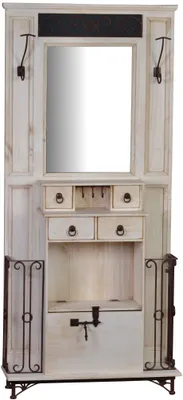 Produktbild von MiaMöbel Garderobenschrank Mexico Möbel 87x200x30 cm Landhausstil Massivholz Pinie Weiß