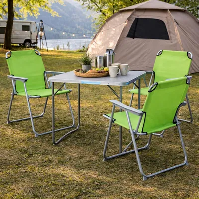 XL 4-teiliges Campingmöbel Set Alu mit Tragegriff Camping 80x60x68cm Limegrün