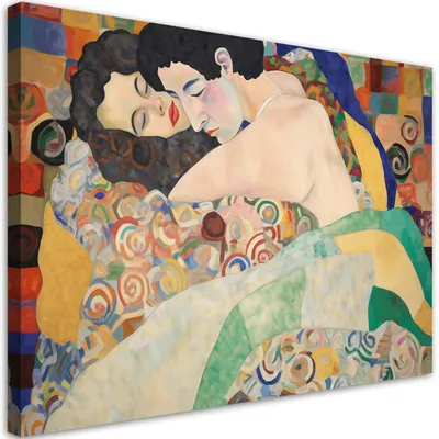 Obrázek produktu pro Obraz na plátně Polibek - G. Klimt 120x80 Feeby Zelený obraz na zeď připravený k zavěšení