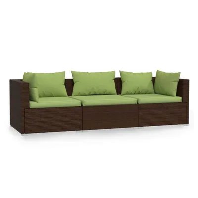 Produktbild von 3-Sitzer-Sofa mit Kissen Braun Poly Rattan