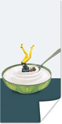 Produktbild von MuchoWow® Poster Joghurt - Yoga - Retro 60x120 cm - Wandschmuck