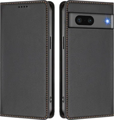 Produktbild von Handyhülle für Google Pixel 7, Kunstleder Klapphülle Stoßfeste Magnetische Hülle mit Ständer Schwarz