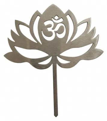 Edelstahl-Lotusblume mit Om-Zeichen, Blumenstecker 23 cm