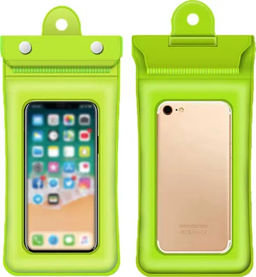 Obrázok produktu pre Vodotesný obal na mobilný telefón, zelený 22,5x11,5 cm, 3-násobné tesnenie a vzduchový vankúš, so suchým zipsom, na bazén a pláž