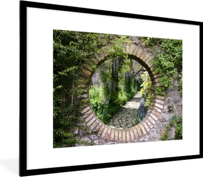 Produktbild von MuchoWow® Gerahmtes Poster Wald - Steine - Durchblick - Pfad 80x60 cm - Poster mit Schwarzem Bilderrahmen Wandposter Rahmen Foto Bilder - Schlafzimmer-Dekorationen - Fotoposter