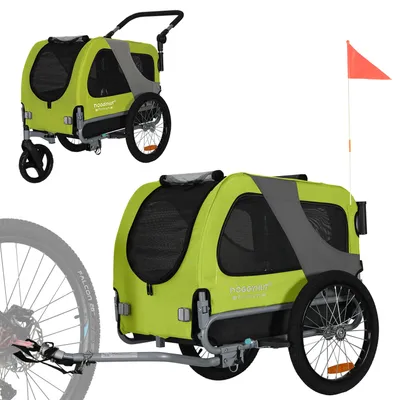 Image de DOGGYHUT® Premium MEDIUM remorque à vélo 2en1 pour chien et jogger