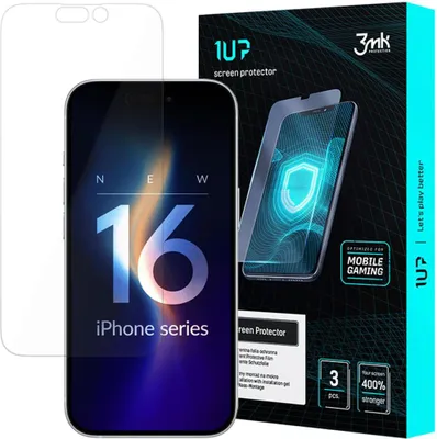 Zdjęcie produktu dla 3MK 1UP, Apple, iPhone 16 Pro, Odporny na kurz, Odporny na uderzenia, Przezroczysty, 3 szt.