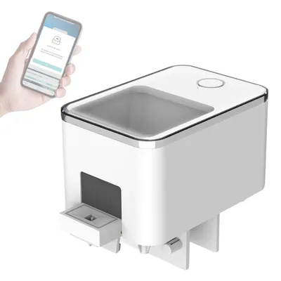 Produktbild von WiFi Intelligenter Timing-Futterautomat 100ml für Aquarien Goldfische, App Steuerung, Futtermangel Erinnerung, 3 Größen von Fütterungsöffnungen