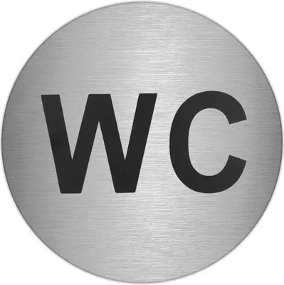 Produktbild von Klebeplatte „WC“ Edelstahl Ø 7 cm.