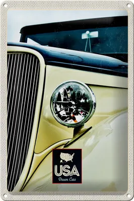 Produktbild von Blechschild Reise 20x30cm Amerika Oldtimer beige Lampe Urlaub