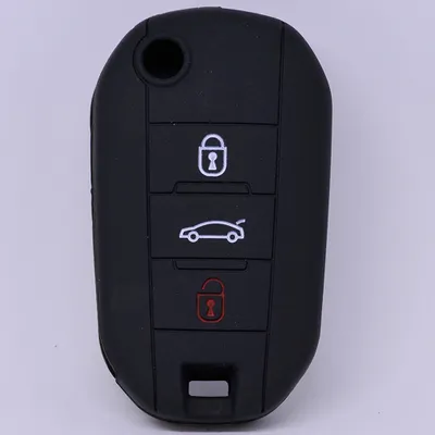 Produktbild von Auto Schlüssel Hülle Silikon Schutz Cover Schwarz kompatibel mit Citroen C4 Picasso Jumpy Flip Peugeot 3 Tasten Klappschlüssel