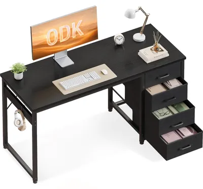 Image de Bureau avec 4 tiroirs, dimensions 120 x 48 cm, en noir