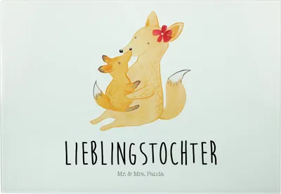 Produktbild von Mr. & Mrs. Panda Schneidebrett Fuchs Mama - Weiß - Geschenk, Schoß, Tochter, schneidbrett, Küchenbrett, Frühstücksbrett, Muttertag, Mutter, Glas Schneideplatte