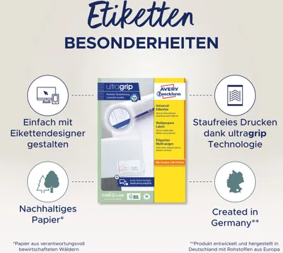 Obrázok produktu pre Avery Zweckform® 4782 4782 Univerzálne etikety ultragrip - 97 x 67,7 mm, biele, 240 etikiet, permanentné