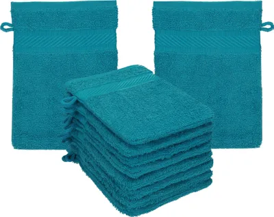 Produktbild von Betz 10 Stück Waschhandschuhe 16x21 cm PALERMO 100% Baumwolle  Farbe: petrol