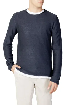 Zdjęcie produktu dla Sweter męski SOLID, bawełna, niebieski, GR75098 – rozmiar: XL