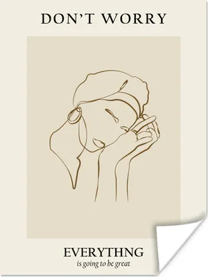 Produktbild von MuchoWow® Poster Frau - Linienkunst - Zitate - Text 90x120 cm - Wohnzimmer