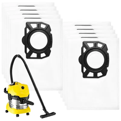 10 Staubsaugerbeutel, Vlies, Ersatz für Karcher WD-Serie