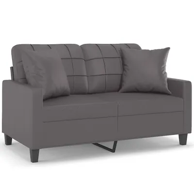 Produktbild von vidaXL 2-Sitzer-Sofa mit Zierkissen Grau 120 cm Kunstleder