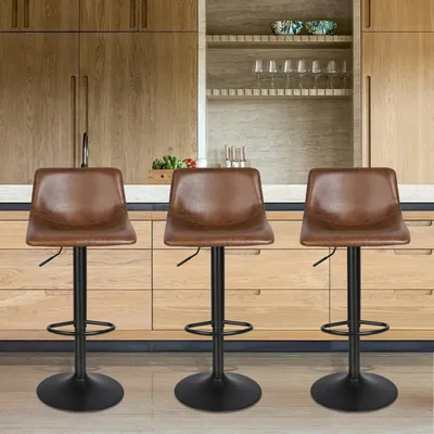 Produktbild von 4er Set Barhocker Barstühle Tresenhocker mit Fußstütze Bistrohocker Drehstuhl Gepolsterter Braun