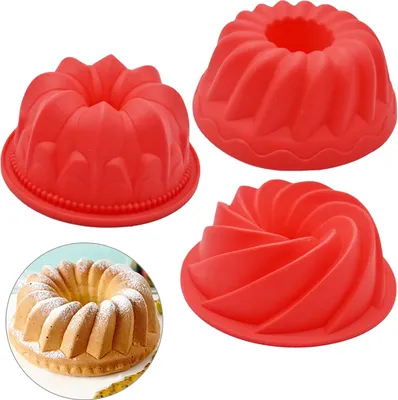 Produktbild von Silikon Gugelhupfform, Gugelhupf Backform 6 Stück Silikon Backformen Klein Kuchenbackform Tortenformen Spiral Napfkuchen Kuchen Backform Antihaft Wie wiederverwendbare Kuchenform Set