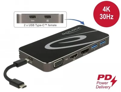 Image de DELOCK USB Type-C 3.2 Dockingstation 4K HDMI + DP USB Hub