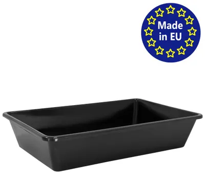 Produktbild von Wanne aus Kunststoff Plastik Schüssel 20 L Staubbad Sandbad Plastikwanne Fusswanne Badewanne Kunststoffwanne eckig 60x40x12 cm Schwarz Aufbewahrung petigi