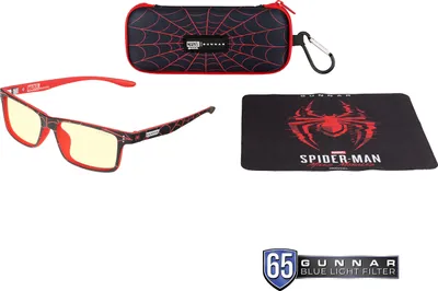 Produktbild von GUNNAR Gaming- & Computerbrille | Model: Cruz Kids Large (age 8-12), Rahmenfarbe: Spider-Man Miles Morales, Linsenfarbe: Amber (Blockiert 65% Blaulicht & 100% UV-Licht) | Anti-Blaulicht-Brille