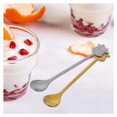 Produktbild von 10 Stück Edelstahl Löffel mit Kuhmotiv für Kaffee, Tee und Desserts