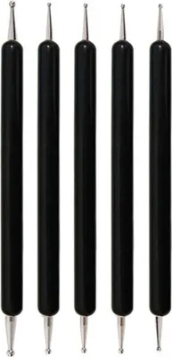 Produktbild von 5er Nagel Punktierstift Set Doppelseitig Punktierung Werkzeug DIY Nagel Desing, Farbe:Schwarz