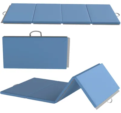Obrázek produktu pro Skládací fitness podložka s rukojeťmi, 240x120x5 cm, světle modrá