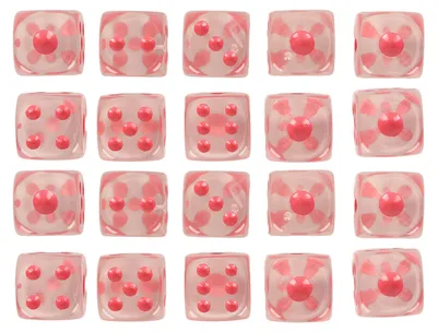 Produktbild von 20-teiliges Würfelset, 6-seitige transparente Würfel mit abgerundeten Ecken für Brettspiele und Mathematikunterricht mit rosa Punkten
