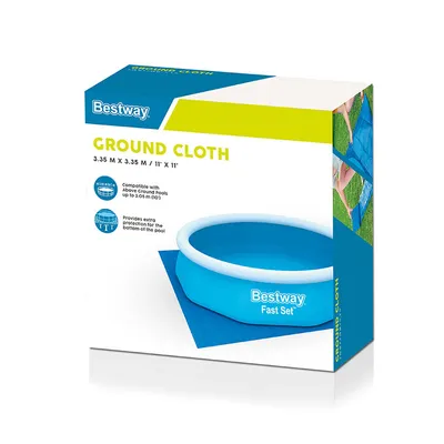 Obrázek produktu pro Bestway 58001 / 24, Podložka pod bazén, Modrá, Polyetylen, Nadzemní bazén, Nafukovací bazén, Čtverec, Fits 3.05m (10') Fast Set Pools and 3.05m (10') Steel Pro Max Pools and 3.05m (10') Steel Pro...