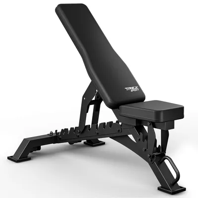 Produktbild von TREX SPORT Hantelbank TX-400B | Trainingsbank mit 10-fach verstellbarer Rückenlehne, 4-fach Sitzverstellung | Flach- & Schrägbank bis 150 kg