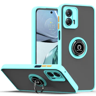 Immagine prodotto di Custodia per Motorola Moto G 5G 2023 traslucida opaca in TPU con supporto ad anello e supporto Blu