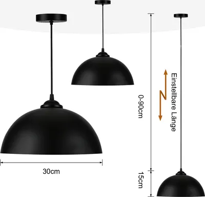 Produktbild von EINFEBEN Pendelleuchte 2er Set Ø 30cm Retro-Lampenschirm Hängelampe E27 aus Metall Industrielle Vintage Fassung für max 60W, Ø 30cm(Ohne Leuchtmitte)für Wohnzimmer,Esszimmer,Keller,Bar Pendelleuchten
