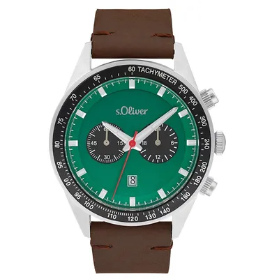 Produktbild von s.Oliver Herren Uhr Armbanduhr Chronograph Leder 2033496