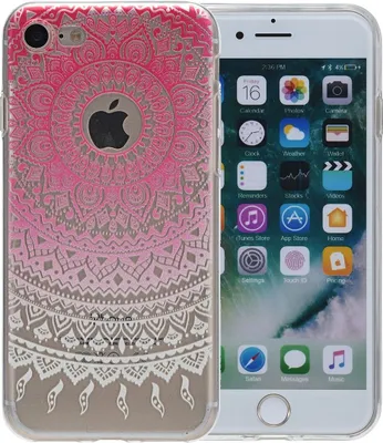 Produktbild von Henna Cover für Apple iPhone X Case Schutz Hülle Silikon Sonne Pink