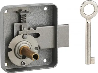 Image de Serrure de meuble Paris pour porte d'ameublement, gauche, axe 40mm, 65x70mm, gris, 1 clé - THIRARD