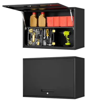 Image de Armoire murale à outils Armoire à outils suspendue Meuble mural d'atelier - Verrouillable - 55 x 80 x 40 cm - Noir
