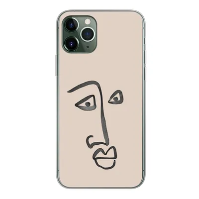 Produktbild von MuchoWow® Handyhülle Schutzhülle Hülle für iPhone 11 Pro Gesicht - Rosa - Strichzeichnung Silikon Softcase Handy Hülle - Handy