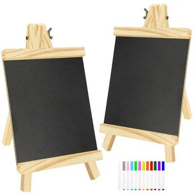 2 Klapptafeln mit Ständer, 28 x 16 cm, schwarz, für Notizen & Dekoration