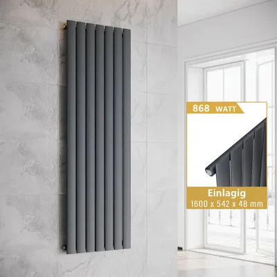 Produktbild von SONNI Vertikal Heizkörper Design Paneelheizkörper Einlagig Anthrazit 1600×542mm