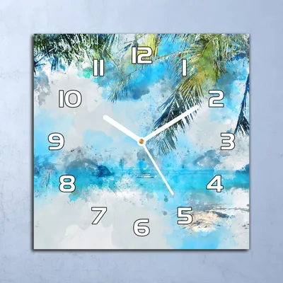 Produktbild von Deko Glasuhr Wanduhr 30x30 Paradies Strand Quarz Küchenuhr Bürouhr