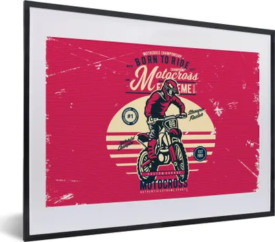 Produktbild von MuchoWow® MuchoWow® Gerahmtes Poster Mann - Motorrad - Oldtimer 40x30 cm - Poster mit zchwarzem Bilderrahmen - Bilderrahmen - Poster im Rahmen