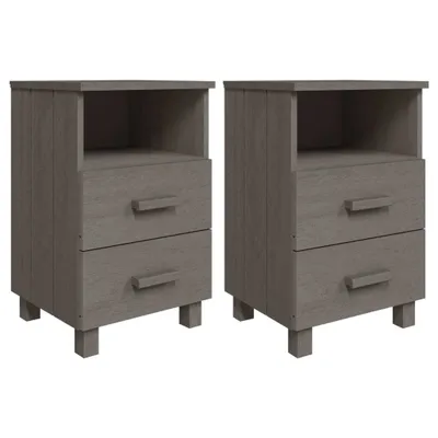 Produktbild von Nachttische HAMAR 2 Stk. Hellgrau 40x35x62 cm Massivholz