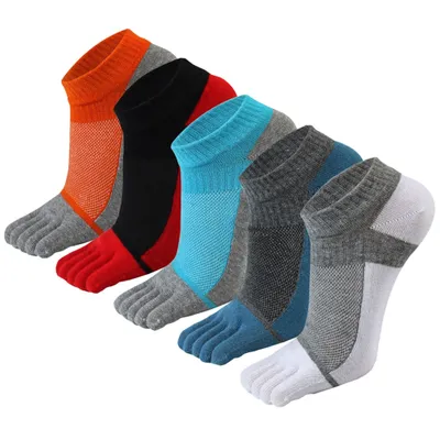 Produktbild von 5 Paar Herren Zehensocken, atmungsaktive 5-Finger-Socken für Lauf & Sport, niedriger Bund
