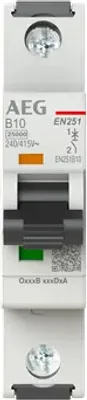 Zdjęcie produktu dla BUSCH JAEGER Automatyczny wyłącznik nadprądowy EN251B10, 25kA, 10A, 1-biegunowy
