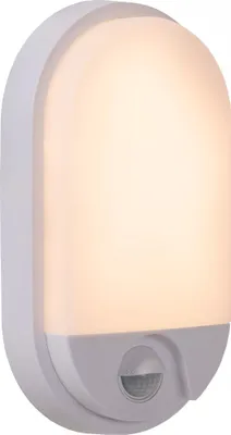 Zdjęcie produktu dla Kinkiet zewnętrzny biały elipsa z czujnikiem ruchu wbudowany LED 10W HUPS Lucide